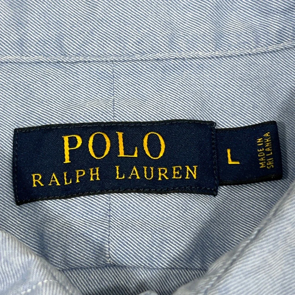 Polo Ralph Lauren Mens Large Light Blue Cotton Dress Shirt *READ